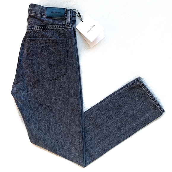 GOLDSIGN Benefit High Rise Relaxed Straight Farrow Cotton Jeans - Picture 5 of 13